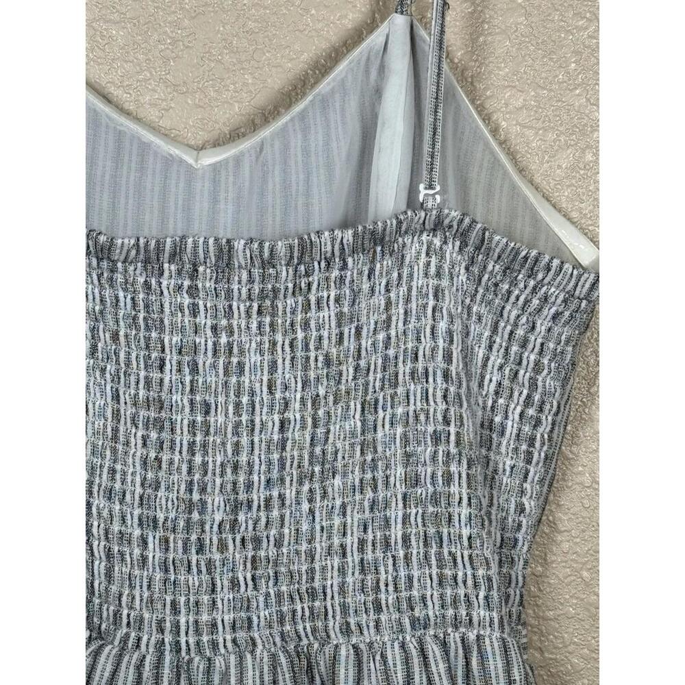 American Eagle Jumpsuit Women Sz XL  Gray White Linen Cotton Belted Lined - Picture 9 of 9